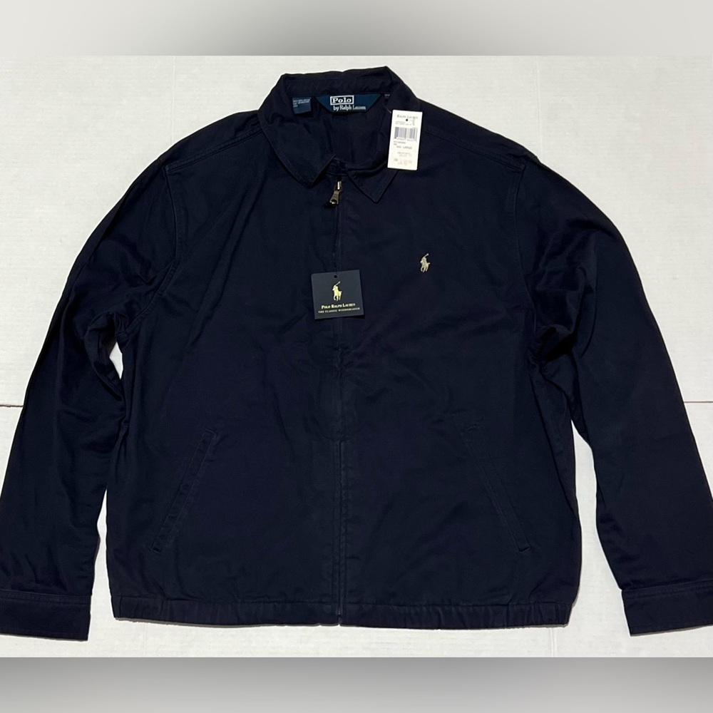 New 90s Vintage Polo Ralph Lauren Full Zip Harrington Blue Jacket Cotton Flannel